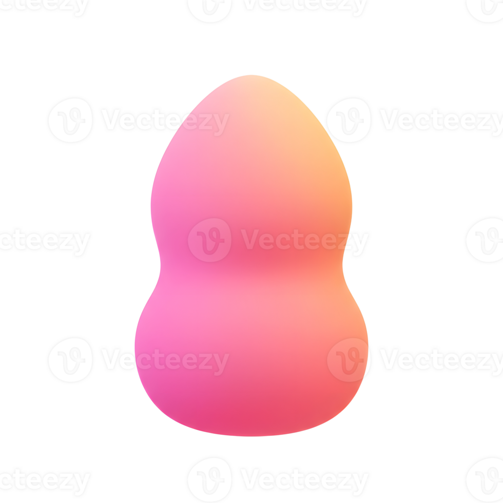 A pink and peach colored makeup blender rests on a white background and is perfect for applying foundation and concealer for a flawless look. png