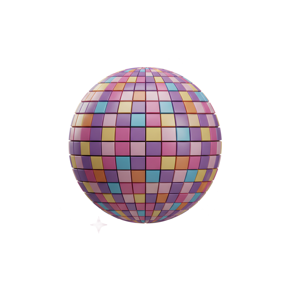 A colorful disco ball is surrounded by stars to create a fun and festive party atmosphere for dancing and entertainment. png