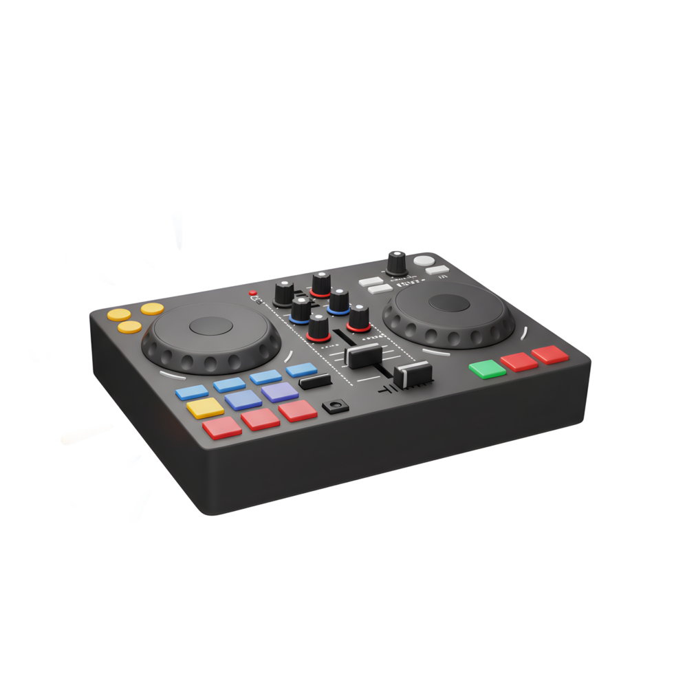 A DJ controller with knobs, pads, and faders for mixing music and creating unique sounds for live performances and studio recordings. png