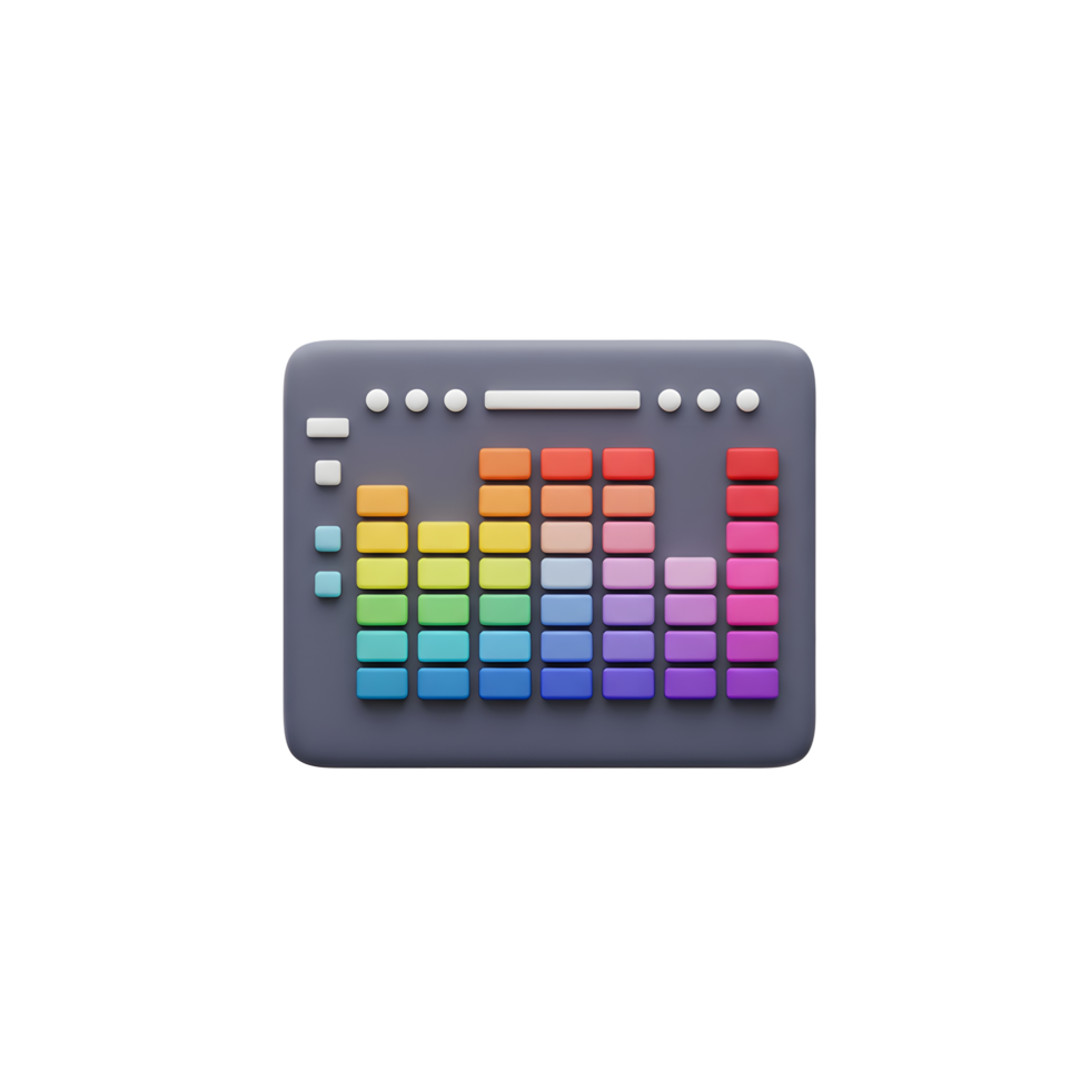 This image features a sound equalizer icon with colorful bars, suitable for representing audio or music. png