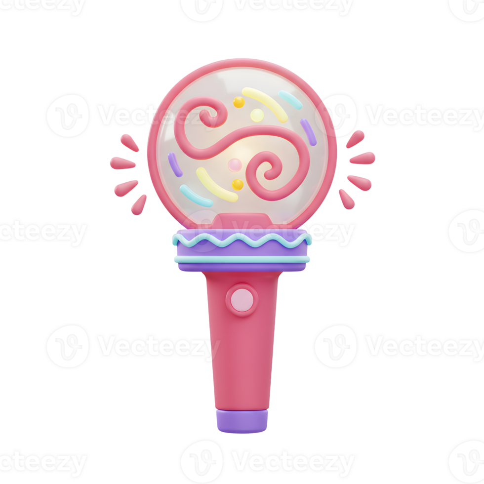 A pink light stick is decorated with pink swirls, sprinkles, and a clear globe and illuminates its surrounding area, perfect for celebrations and events. png