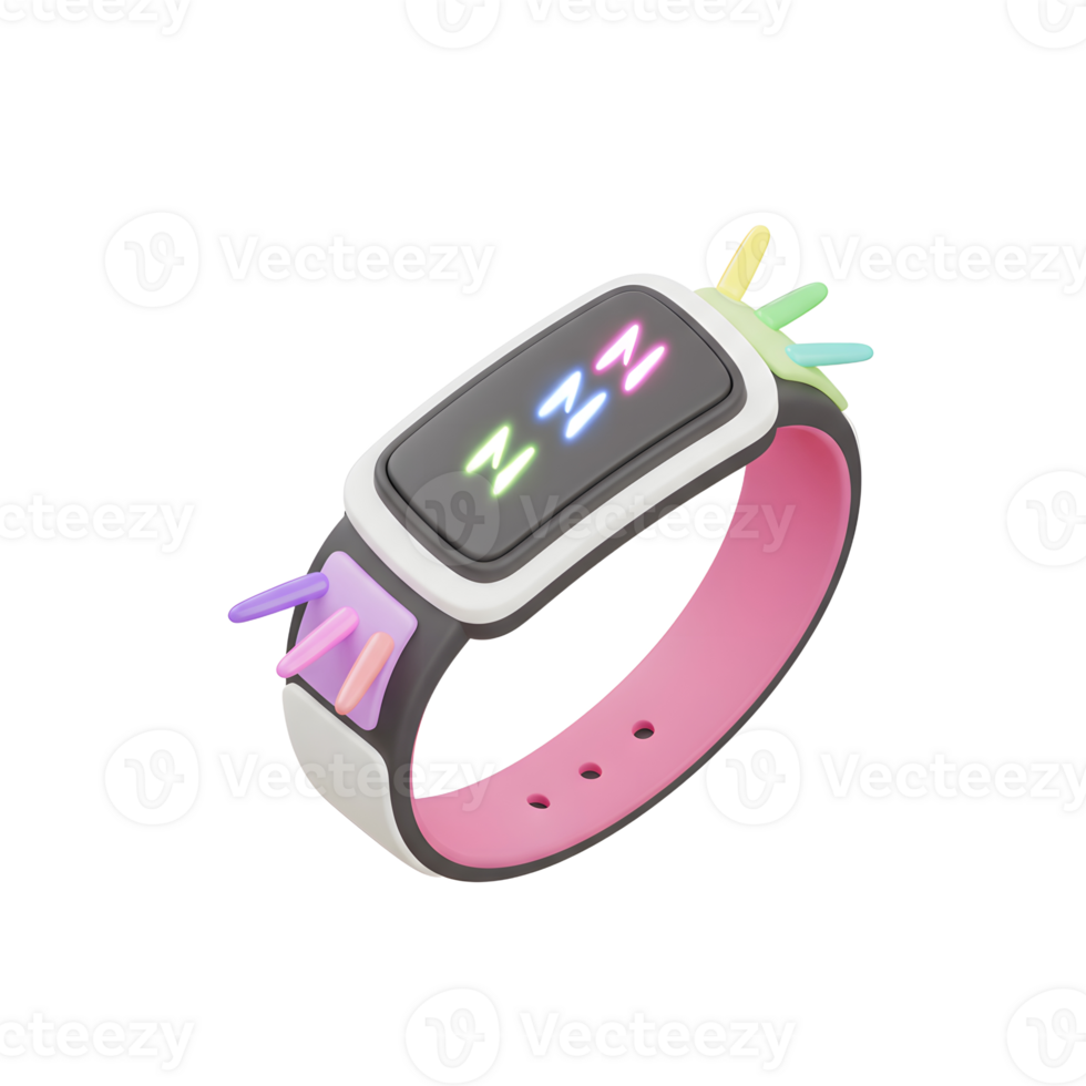 The wristband is a sleep monitor featuring spikes and a pink strap to show sleep cycles. png