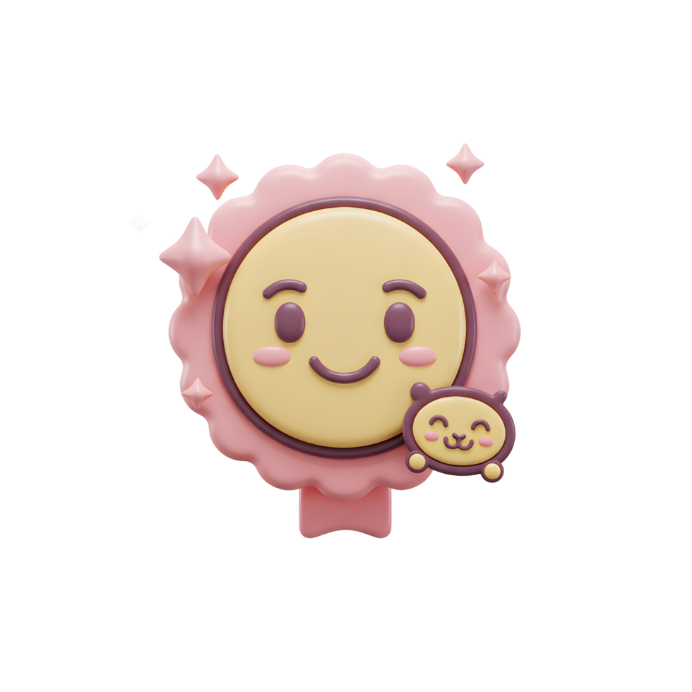 A charming cartoon face with a friendly teddy bear and twinkling stars creates a cheerful and playful illustration for various creative projects. png