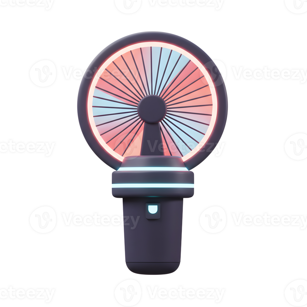 A portable fan with colorful LED lights provides a refreshing breeze on the go. png