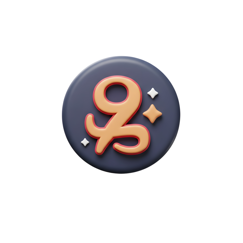 A stylized number nine icon with stars rests on a gray circle, adding a playful touch to graphic design projects. png