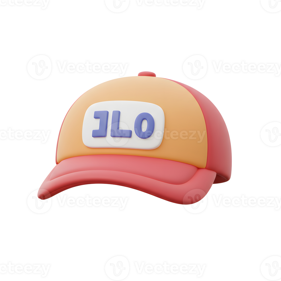 A 3D cartoon cap with letters JLO is shown on a white background, ideal for use in digital art. png