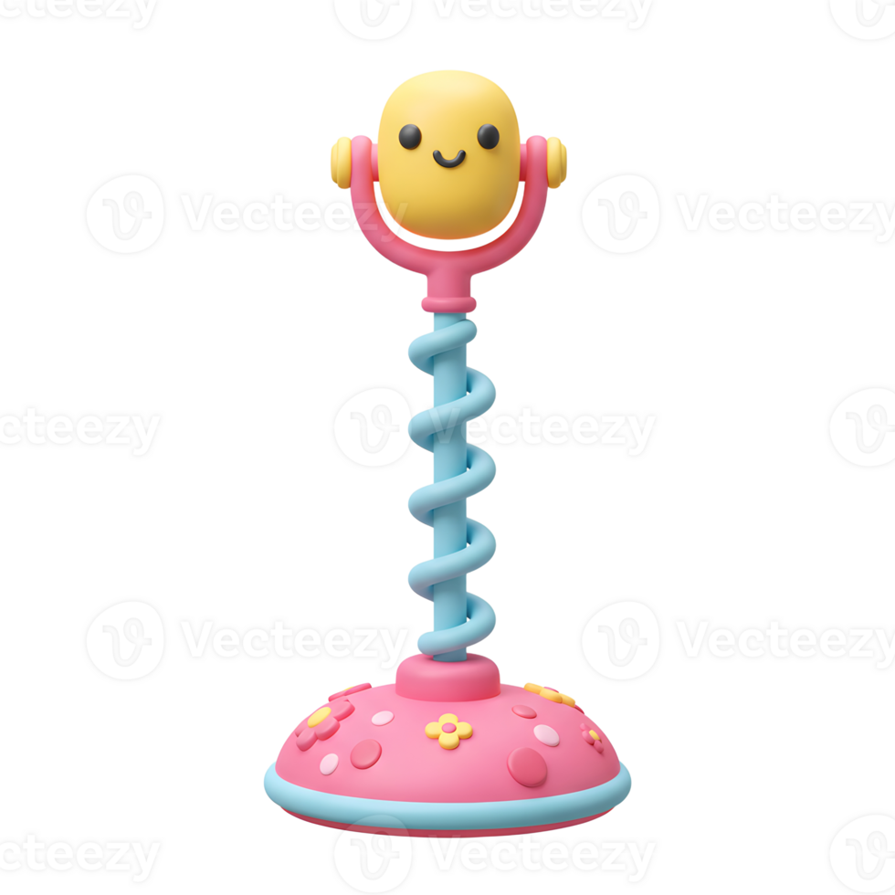 A colorful cartoon microphone features a smiling face and playful design, likely intended for children's entertainment or as a decorative item. png