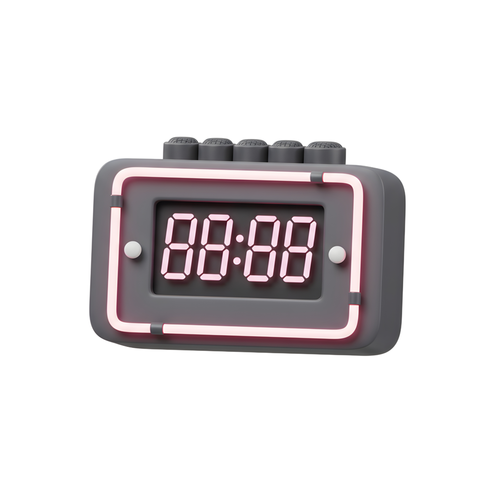 A gray digital clock with a neon light outline shows the numbers 88 88, useful for telling time or as a decorative piece. png