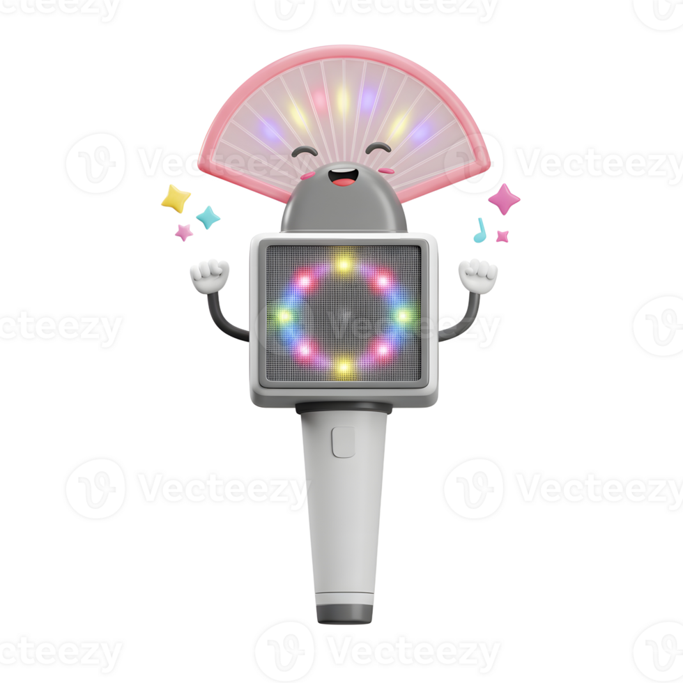 This light stick has a fan and lights and appears to have arms to celebrate music in a fun way. png