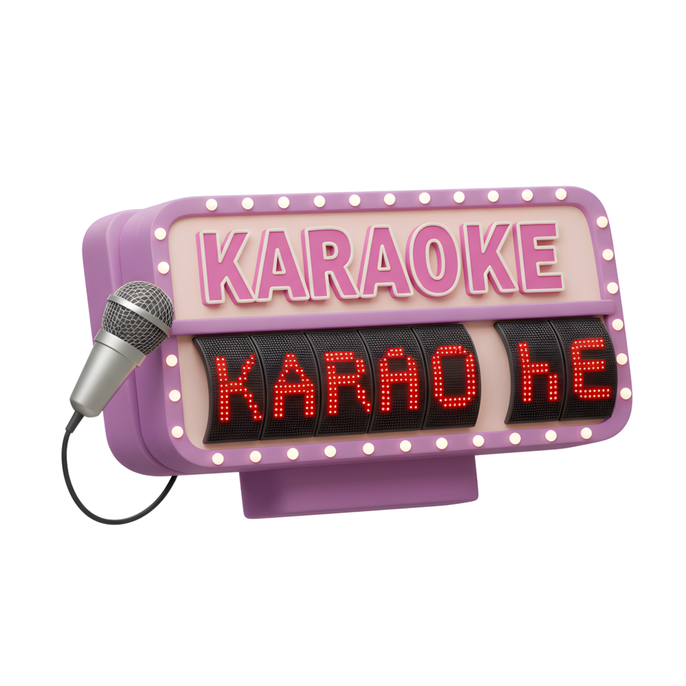 A Karaoke sign with a microphone is shown in this image, perfect for advertising a fun night out. png