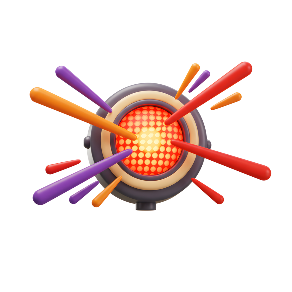 An abstract target emits light with colorful spikes around it, suitable for graphic design. png