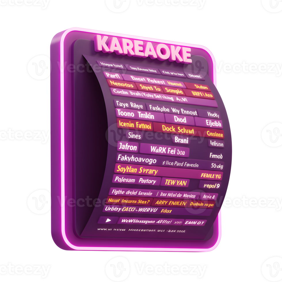 The list displays available titles on a mobile Karaoke application for users to easily sing along. png