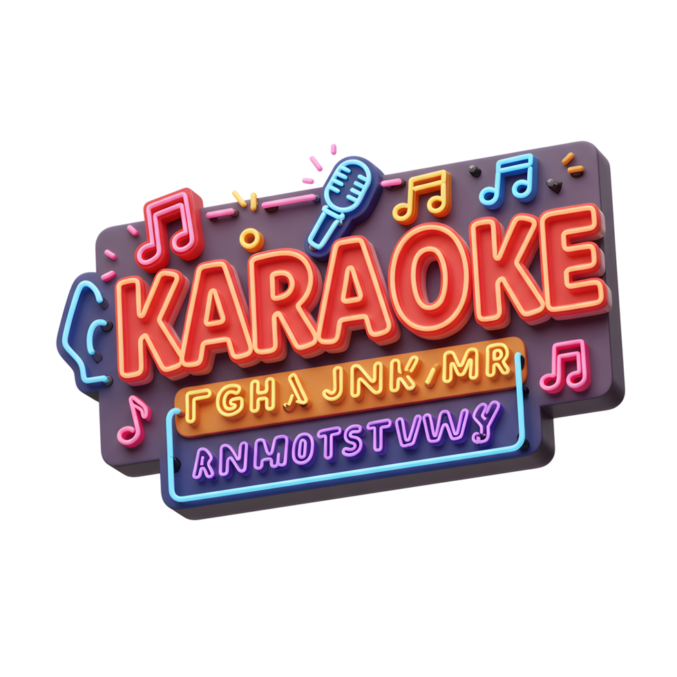Neon sign promoting karaoke with a microphone and musical notes makes for an attractive promotion of events. png