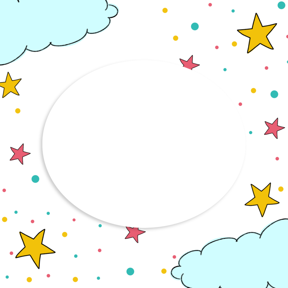 A cartoon stars and clouds for kids on a Transparent background png