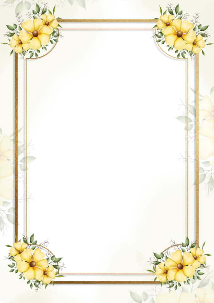 A frame with yellow flowers and a black border png