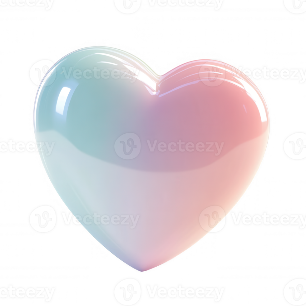 Glossy pastel 3d heart icon symbolizing romantic feelings, floating against transparent background, ideal for valentine's graphic design and love themed digital projects png