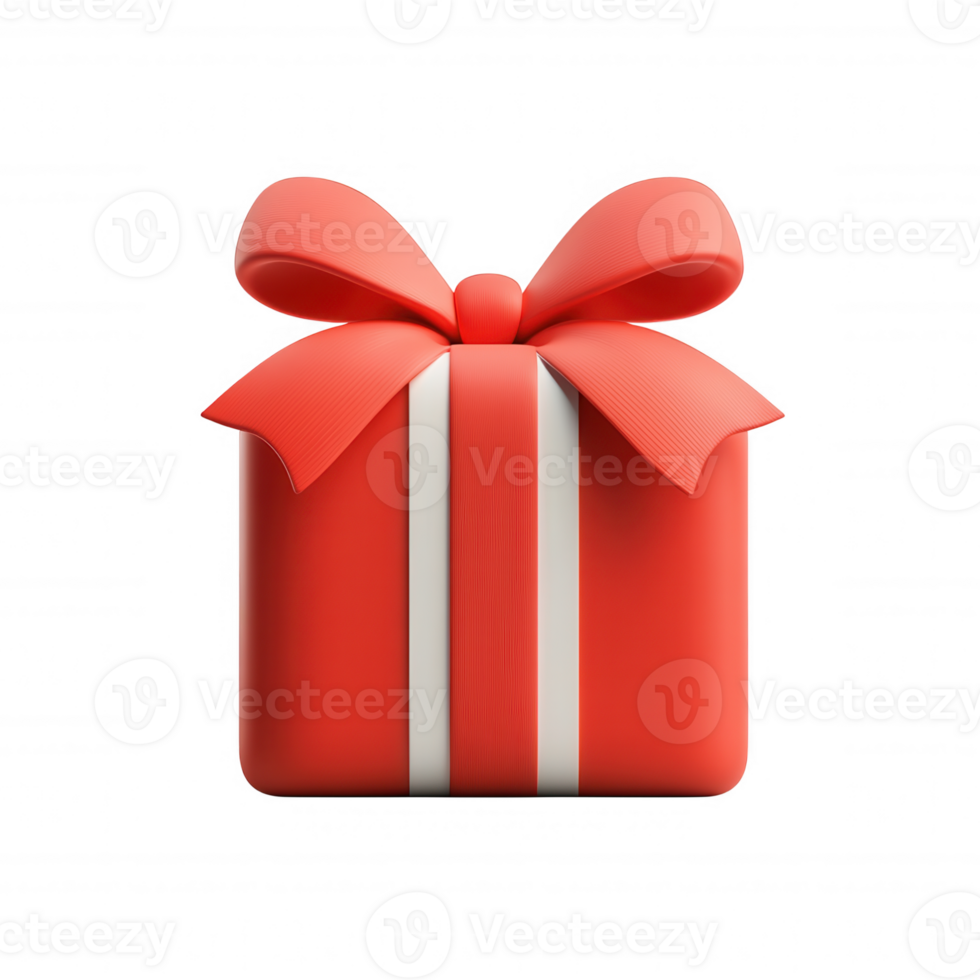 3d gift Realistic coral red icon box with ribbon bow isolated on transparent background, ideal for birthday, christmas, or any celebration png