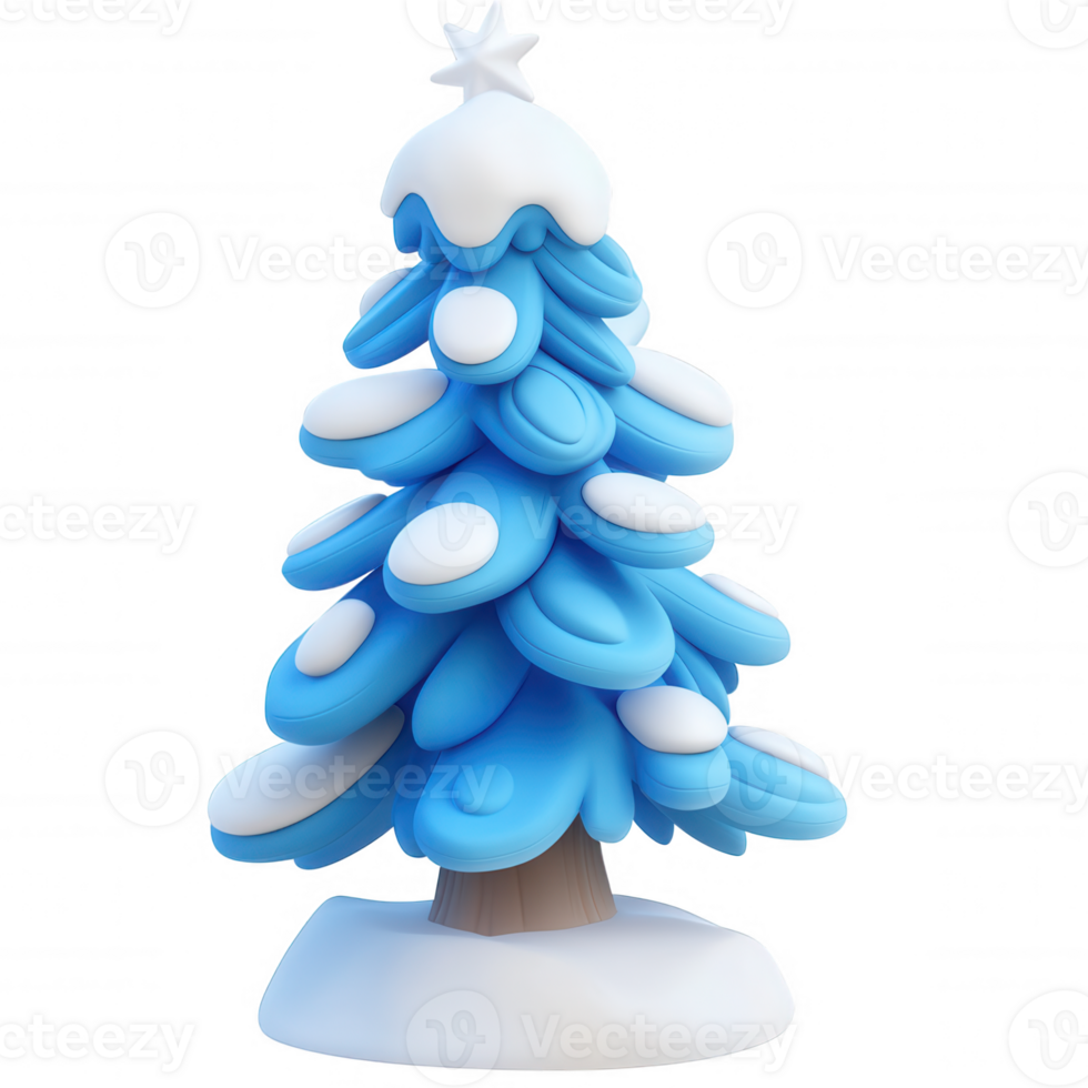 Festive 3d icon christmas tree featuring sparkling white star, illuminating winter holiday with transparent background png