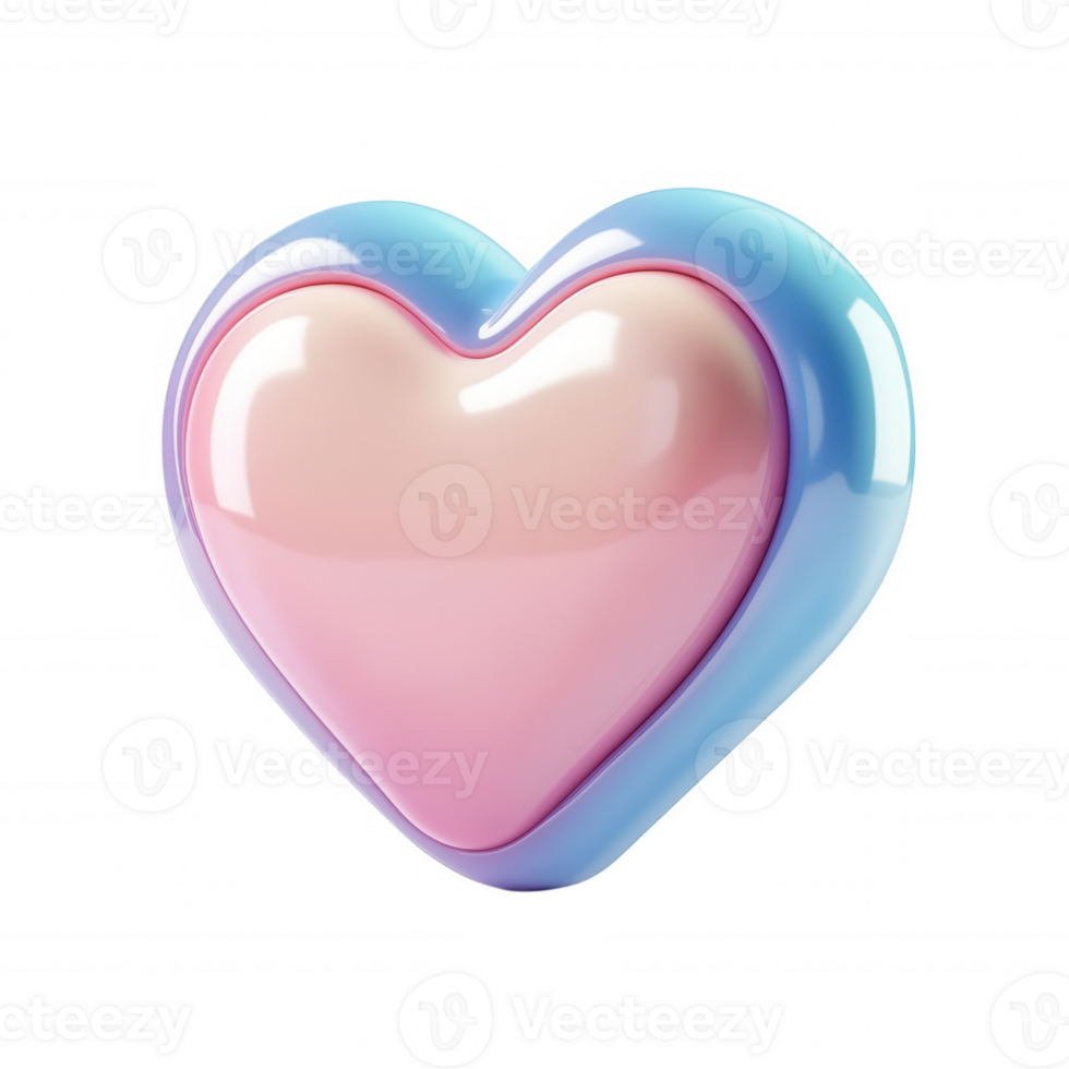 Glossy pastel 3d heart icon symbolizing romantic feelings, design against transparent background, ideal for valentine's graphic floating and love themed digital projects png