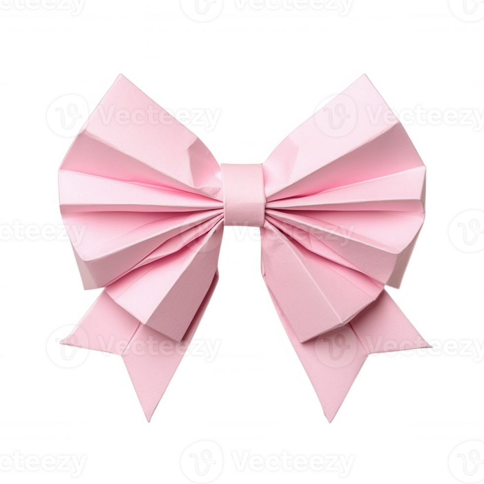 Pink origami tie bow isolated on transparent background, perfect for creative projects related to gifts, celebrations, and crafts png