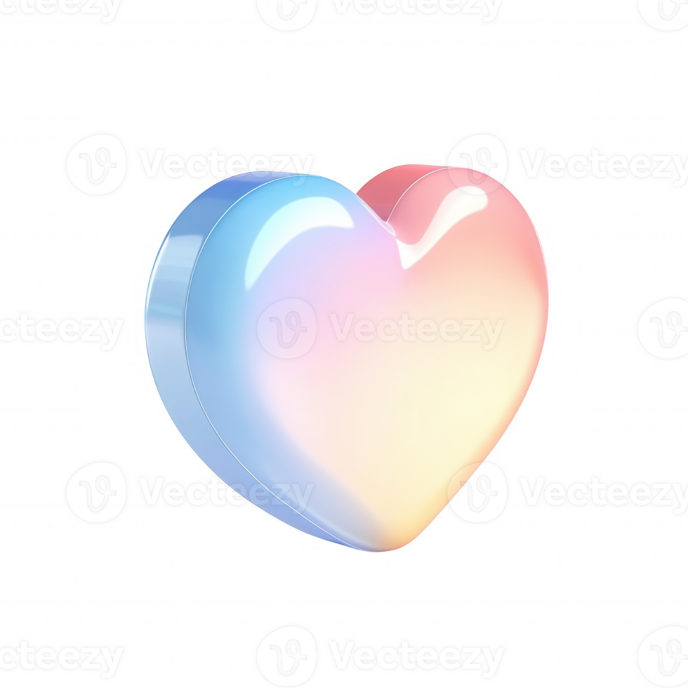 Glossy pastel 3d heart icon symbolizing romantic feelings, floating transparent background, ideal for valentine's graphic design and love themed digital projects png