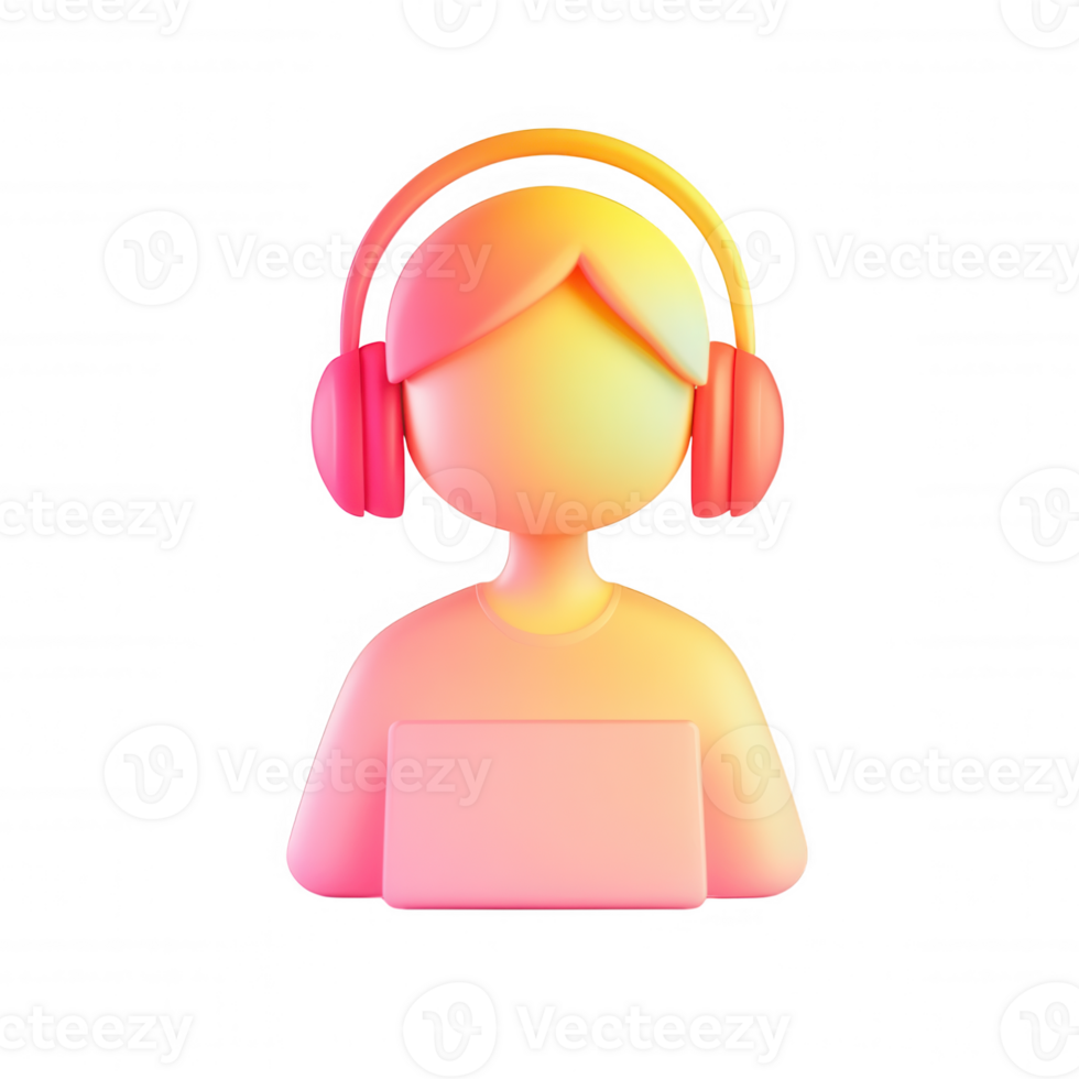3d icon Digital service representative wearing headset customer providing support in professional setting isolated on transparent background png