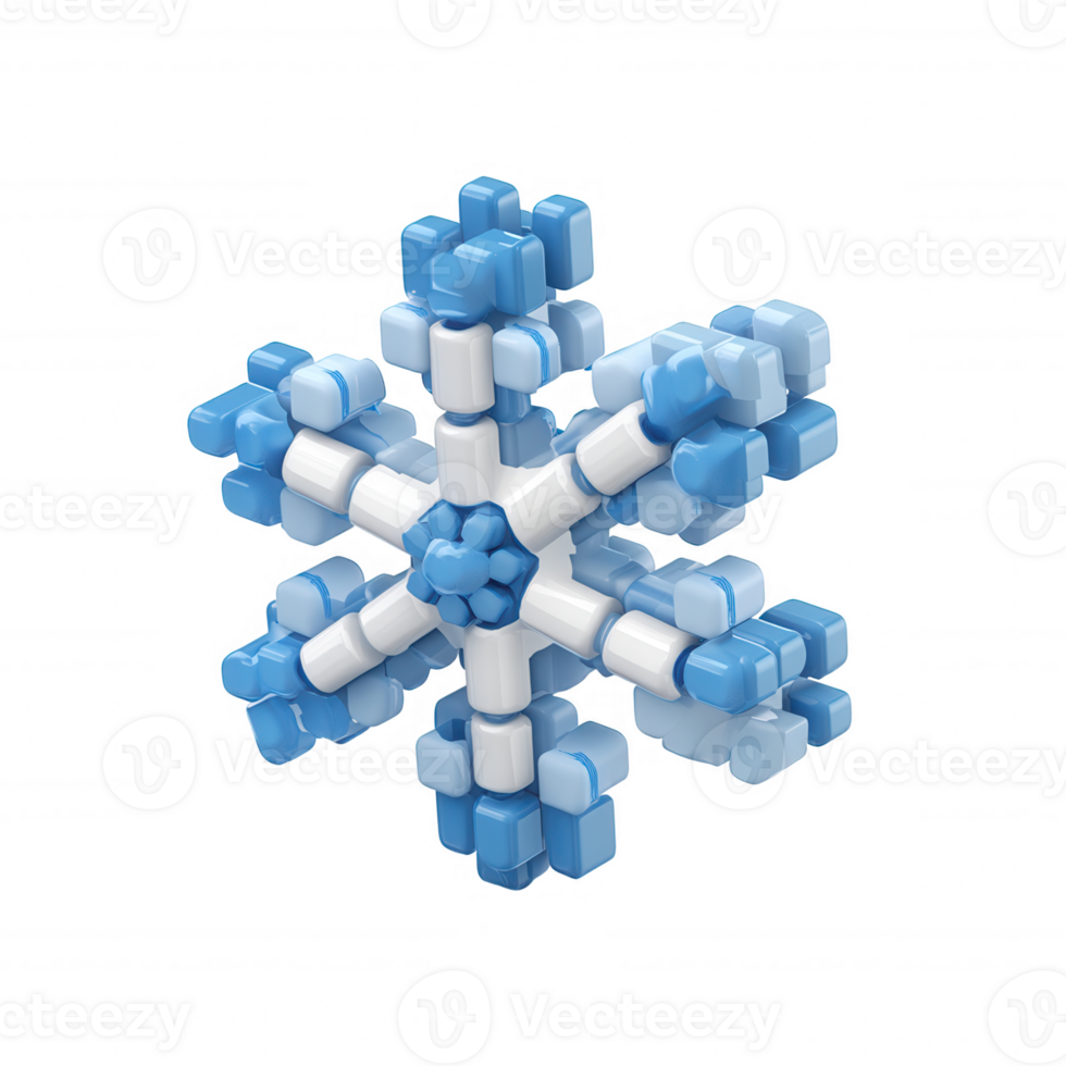 3d icon Pixelated snowflake rotating gracefully projects a transparent background, enhancing winter themed against with a touch of digital artistry png