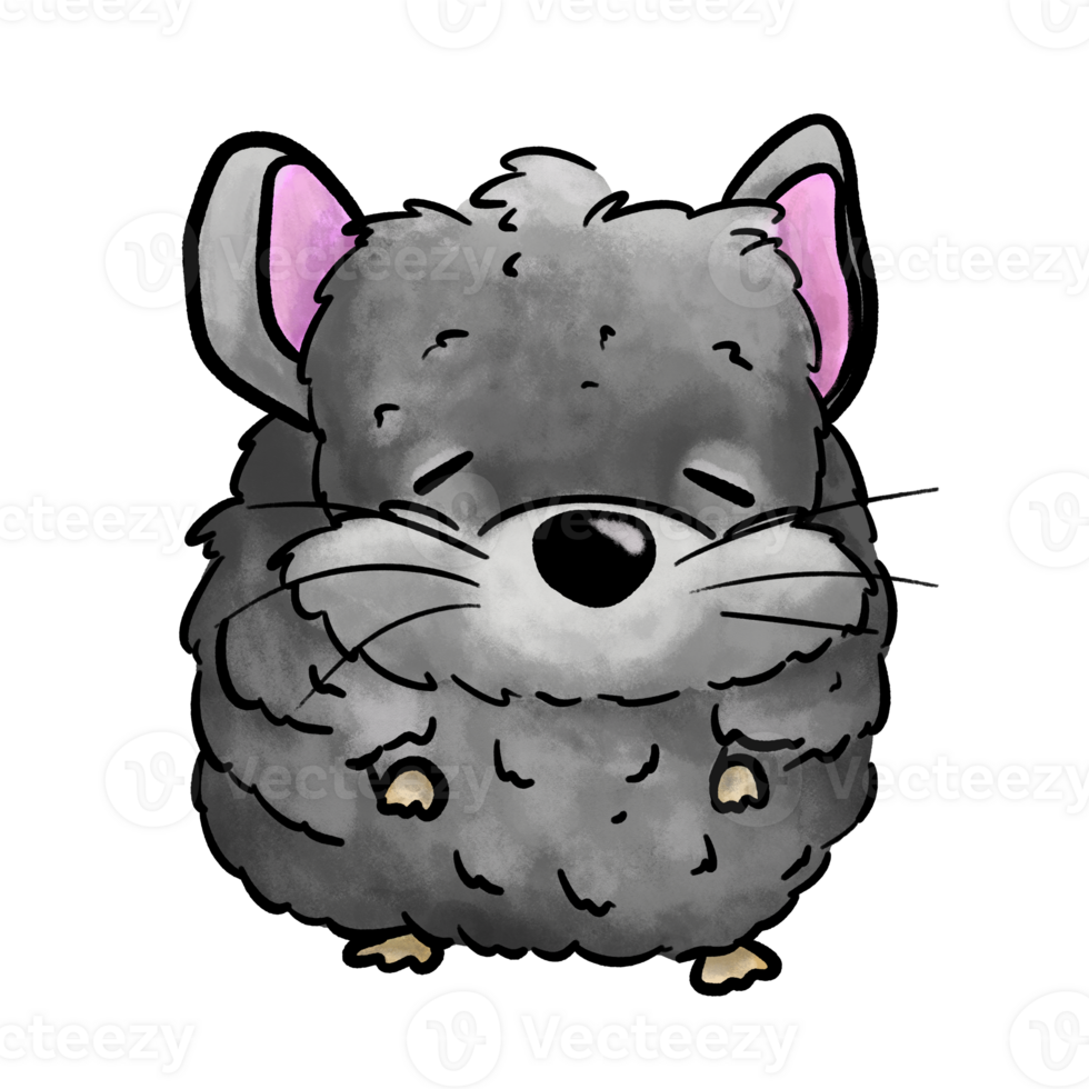Chinchilla cartoon isolated illustration, sleepy chinchilla animal png