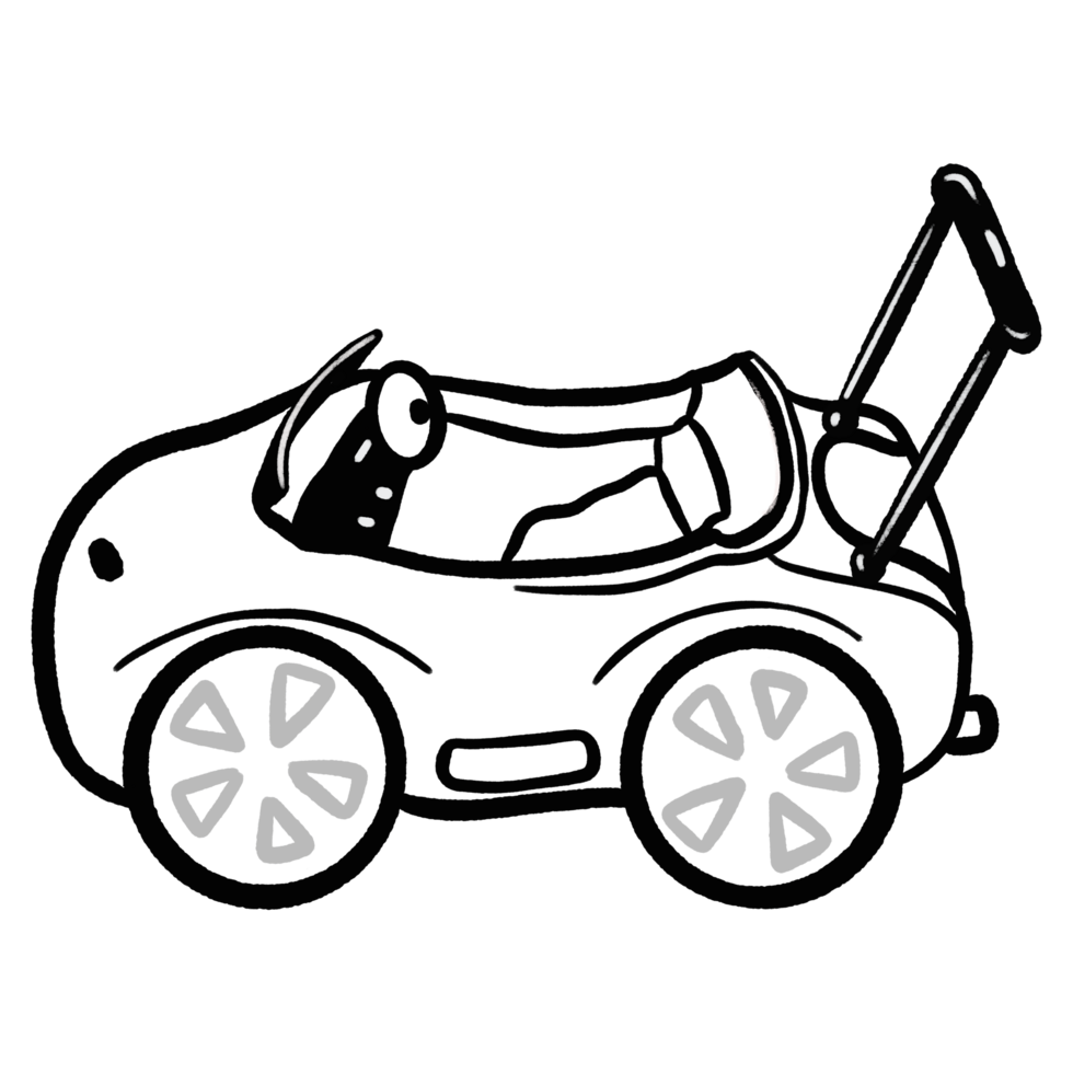 Car-like trolley for child cartoon outline illustration png