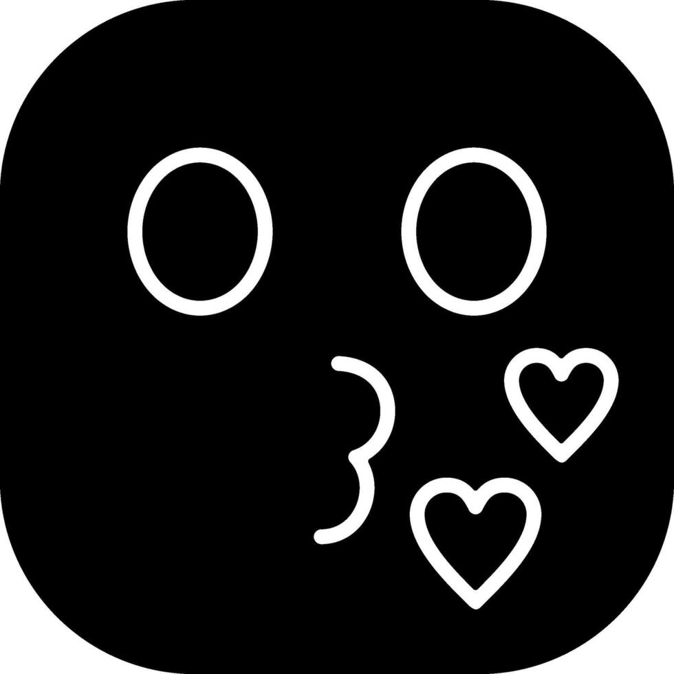 Kissing Face Smiling Solid Style Icon vector