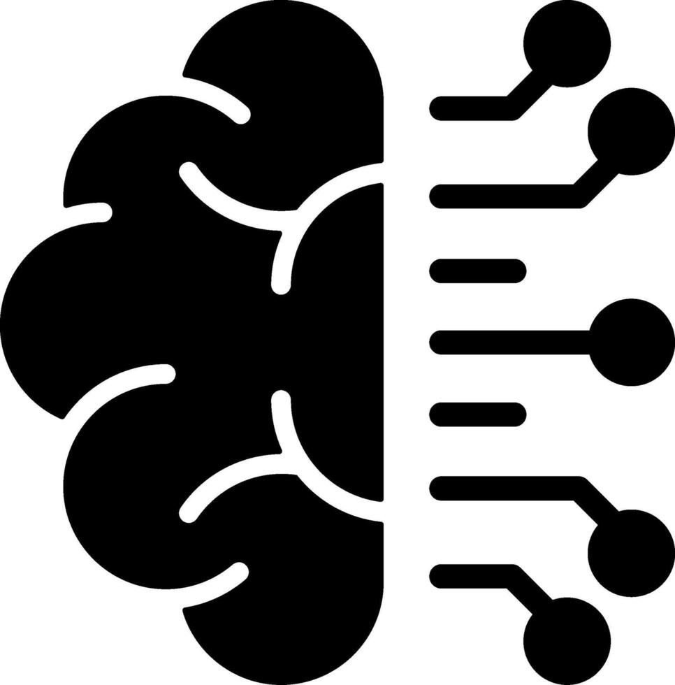 AI Brain Solid Style Icon vector