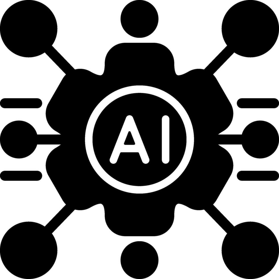 Cognitive AI Solid Style Icon vector