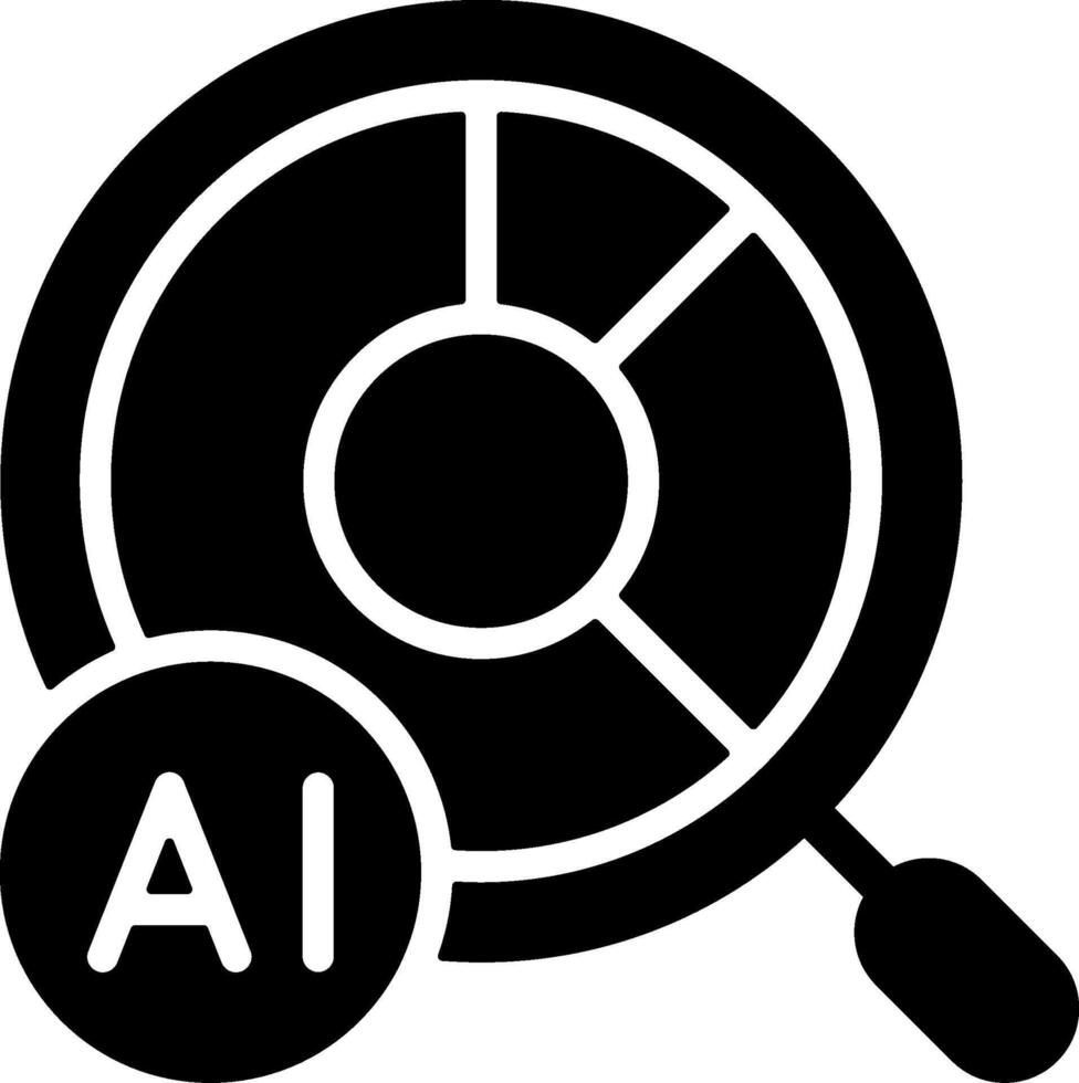 AI Data Analysis Solid Style Icon vector
