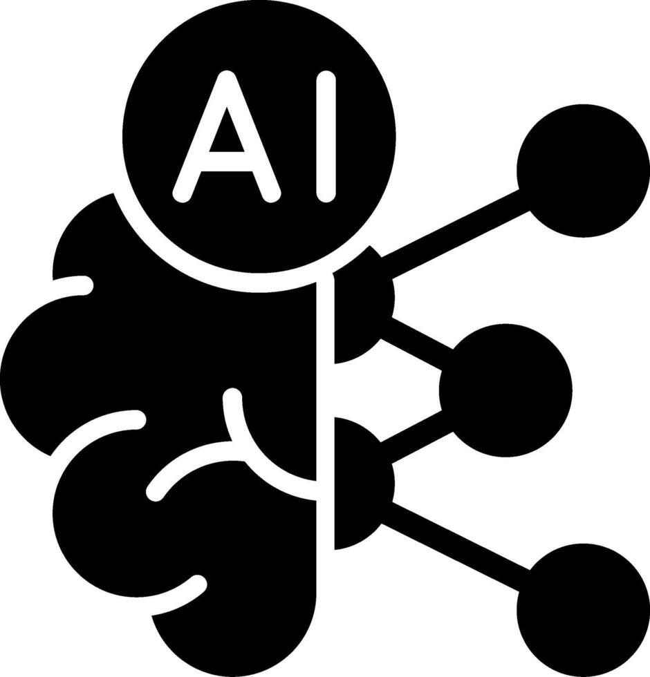 AI Brain Neural Solid Style Icon vector