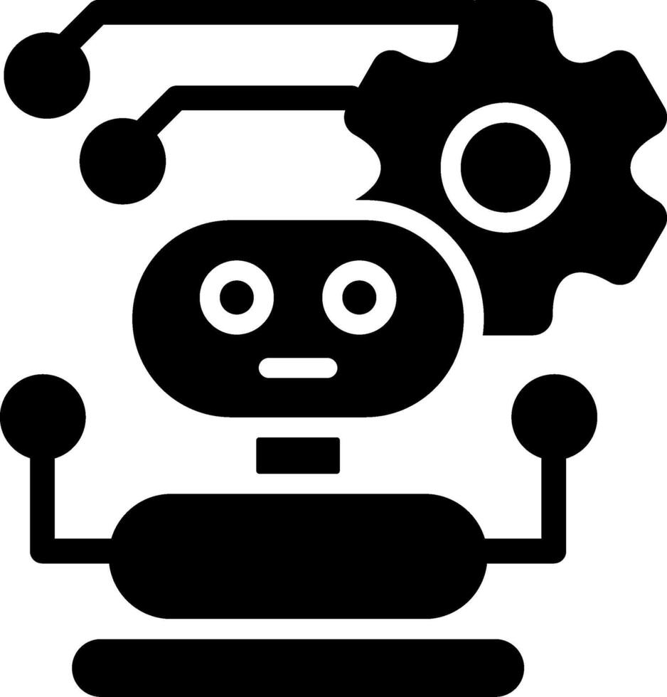 Intelligent AI Assistant Solid Style Icon vector