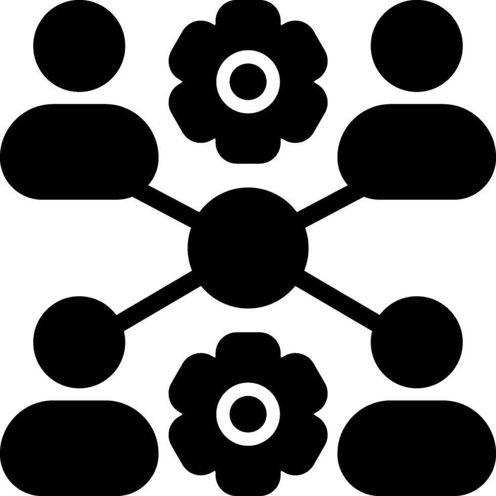 Cross Functional Team Solid Style Icon vector