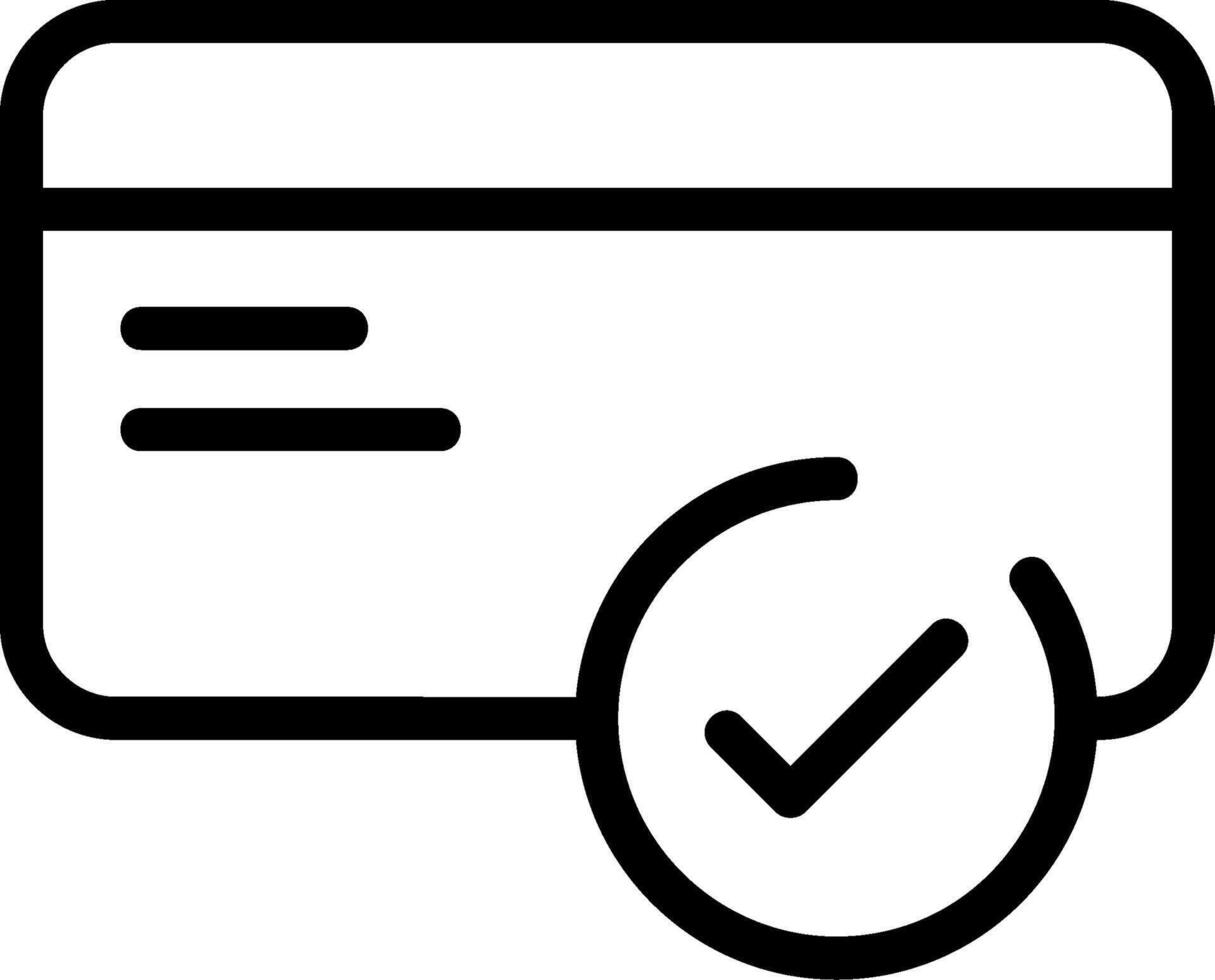 Credit Card Check Outline Icon vector