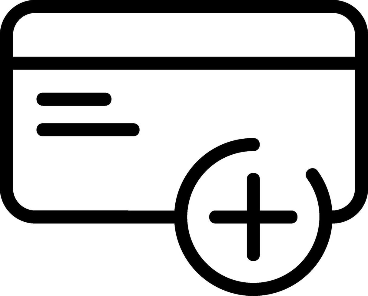 Credit Card Plus Outline Icon vector