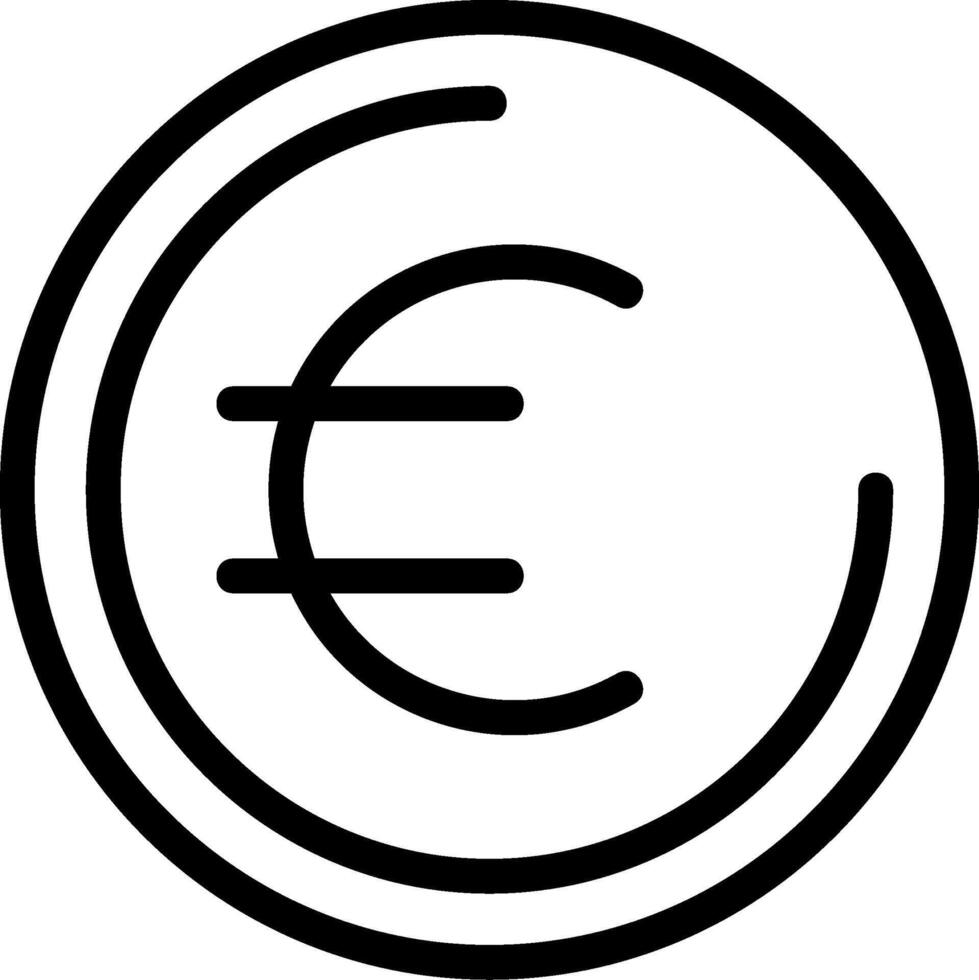 Euro Coin Outline Icon vector
