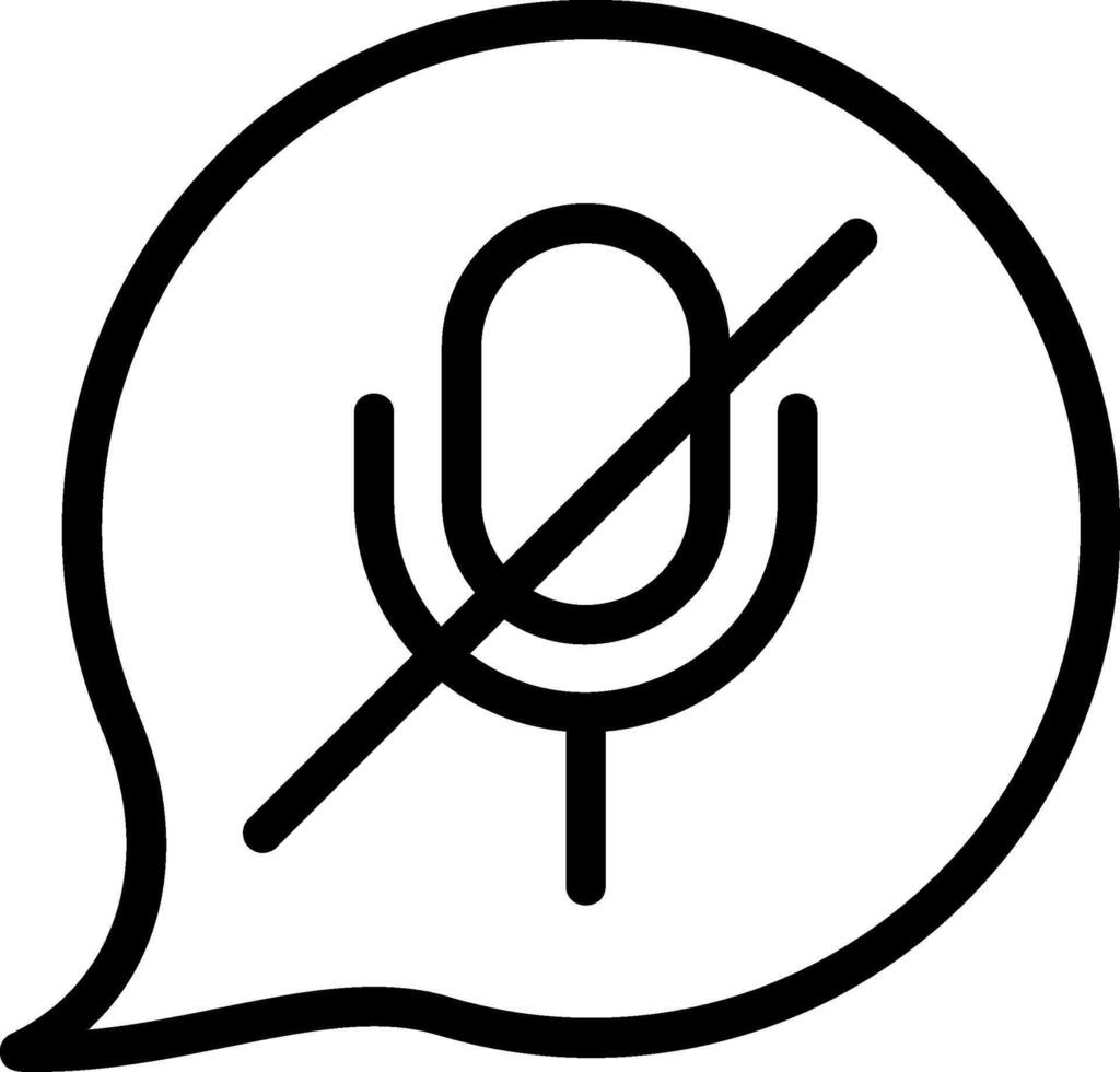Chat Mic Off Outline Style Icon vector