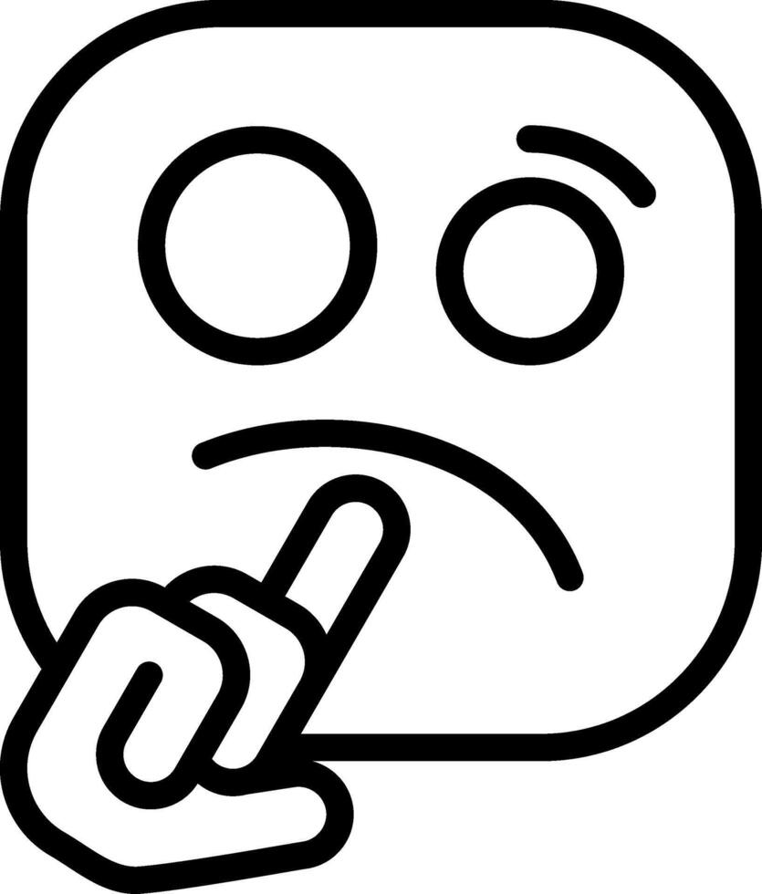 Thinking Face Black Icon vector