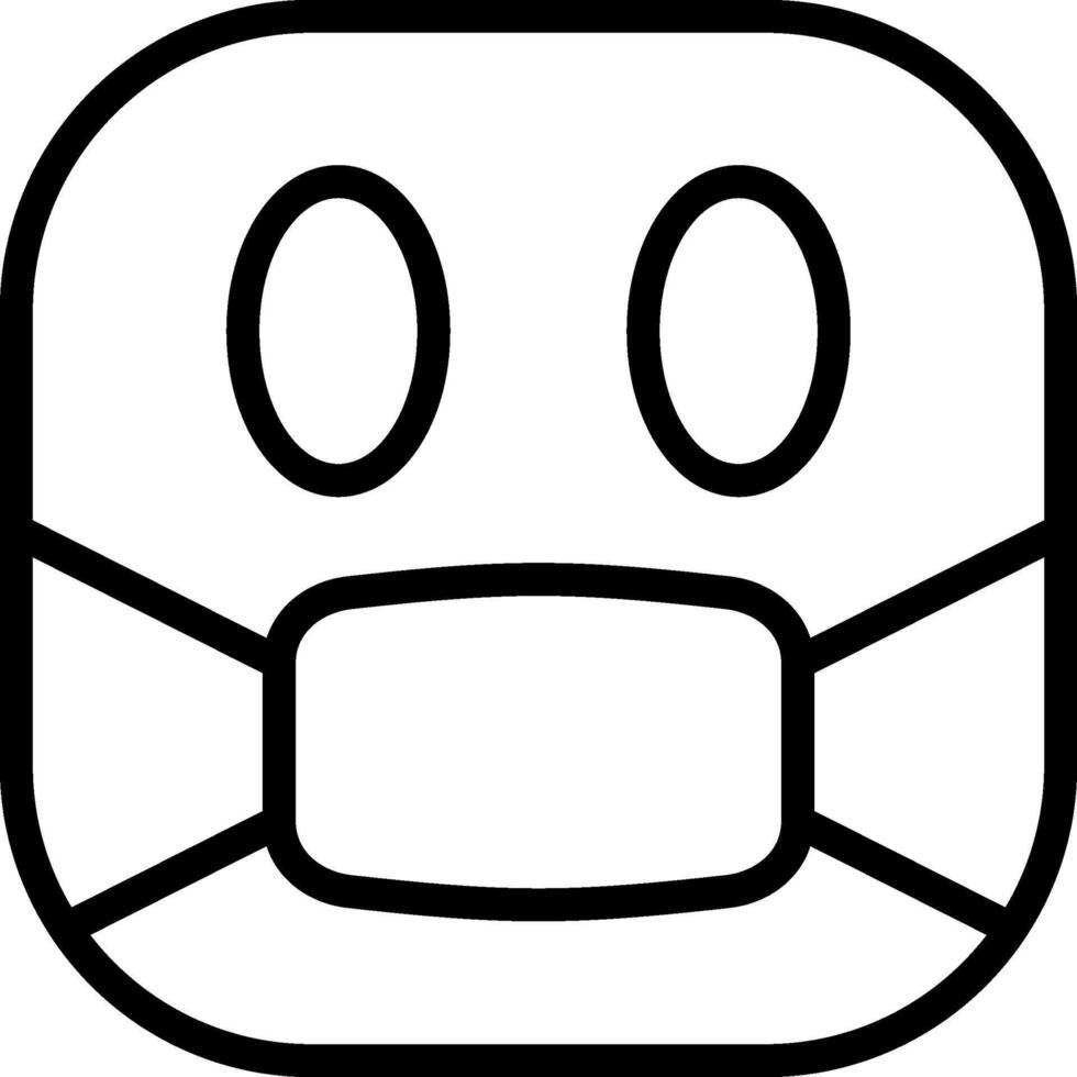 Face with Medical Mask Black Icon vector