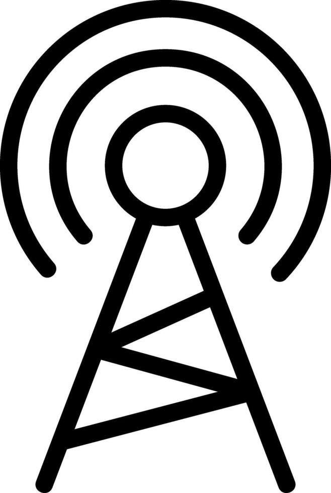 Communication Tower Black Outline Icon vector