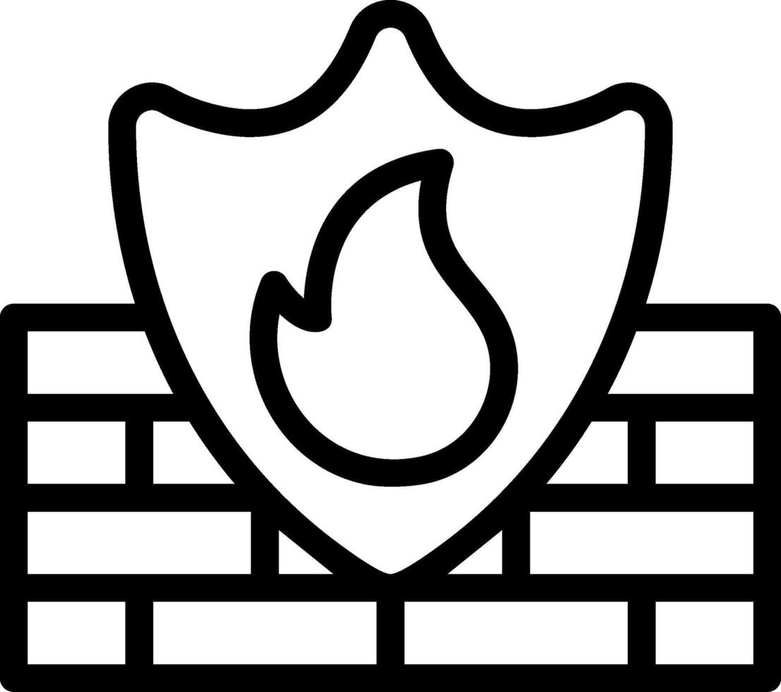 Firewall Protection Black Outline Icon vector