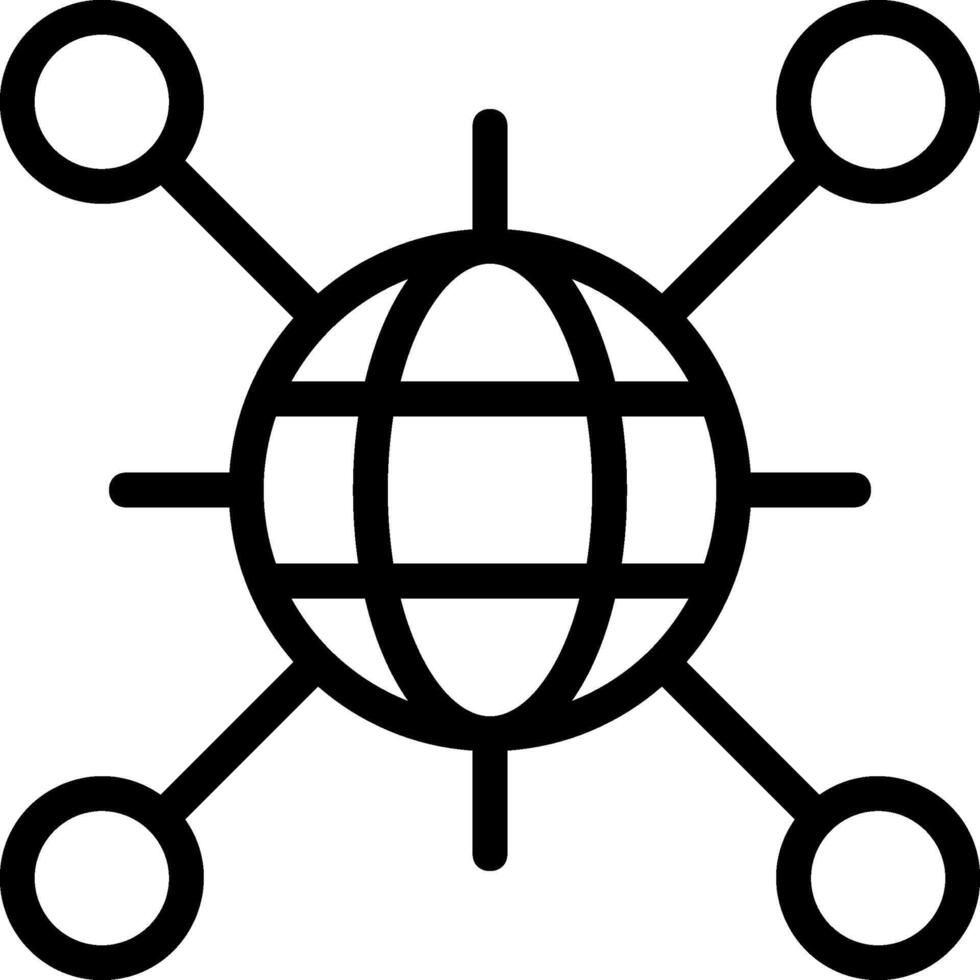 Data Network Black Outline Icon vector