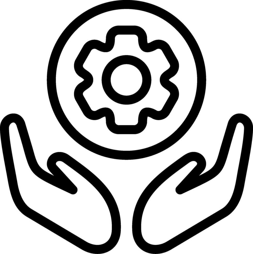 Teamwork Gear Outline Icon vector