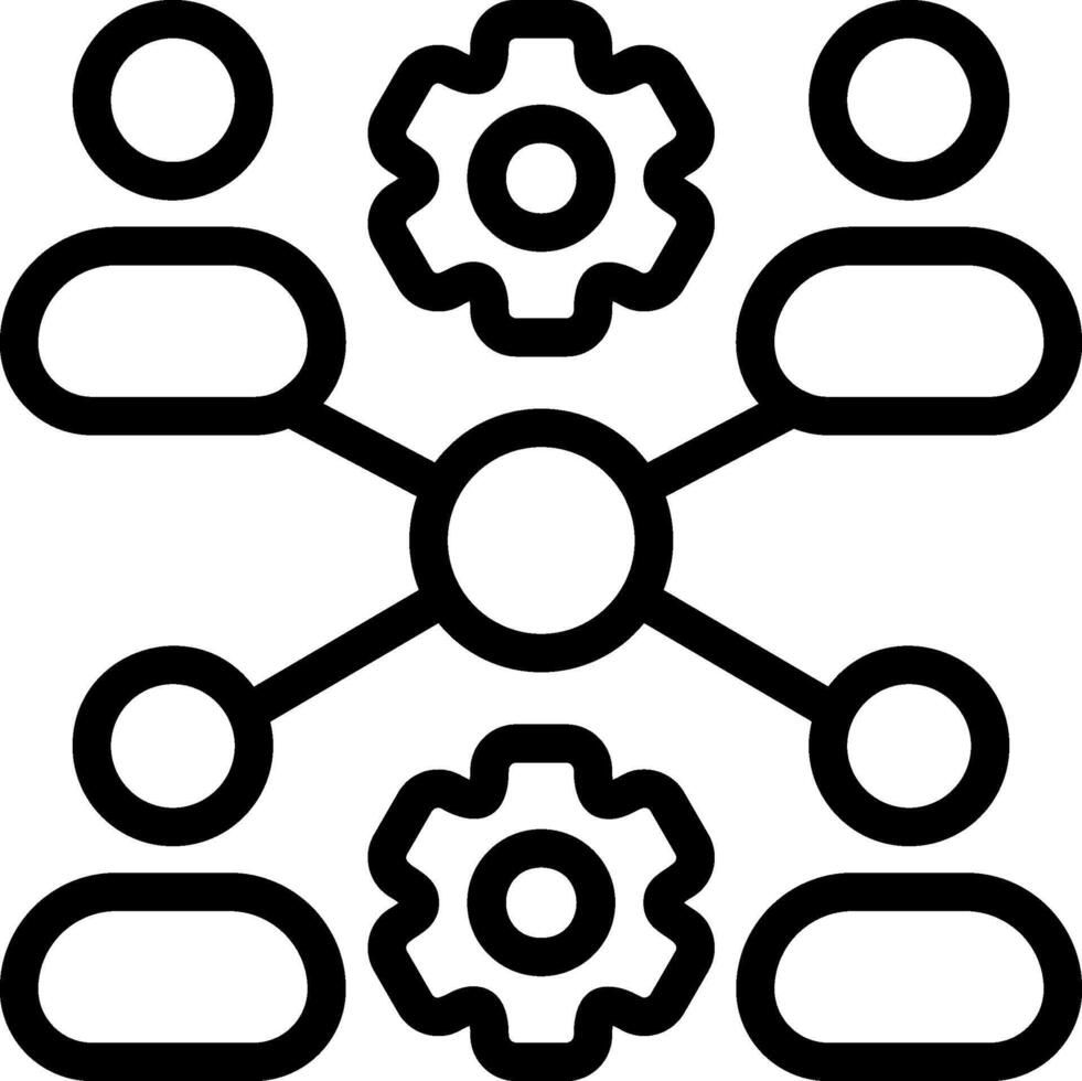Cross Functional Team Outline Icon vector
