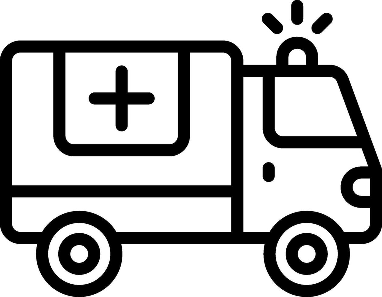 Ambulance Black Outline Icon vector