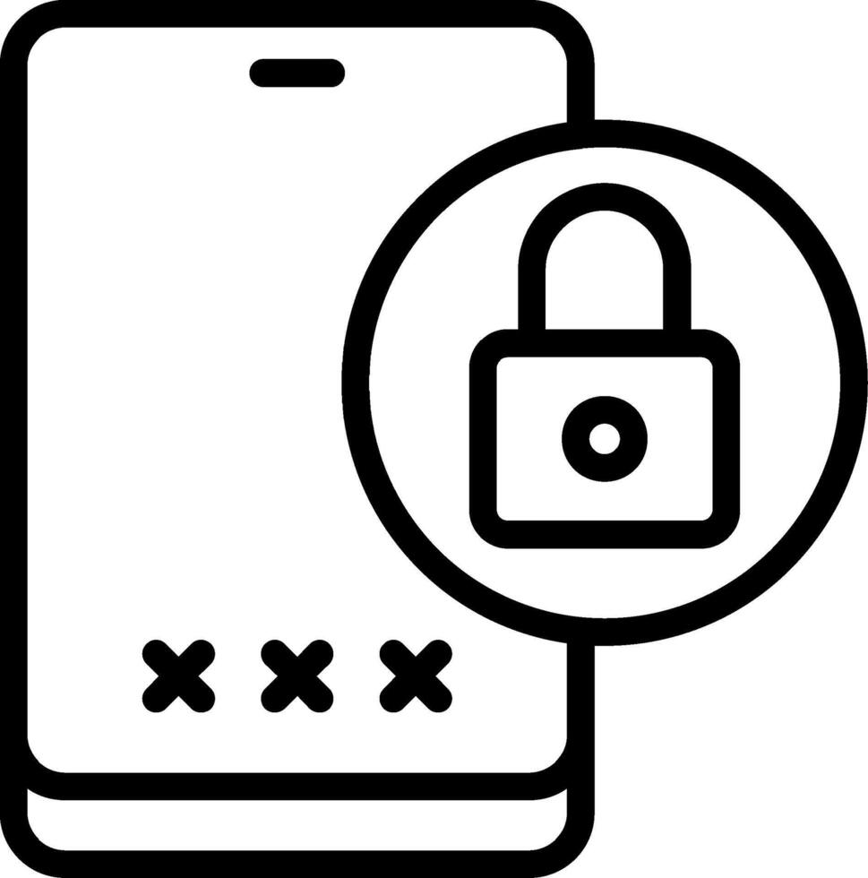 Phone Lock Outline Icon vector