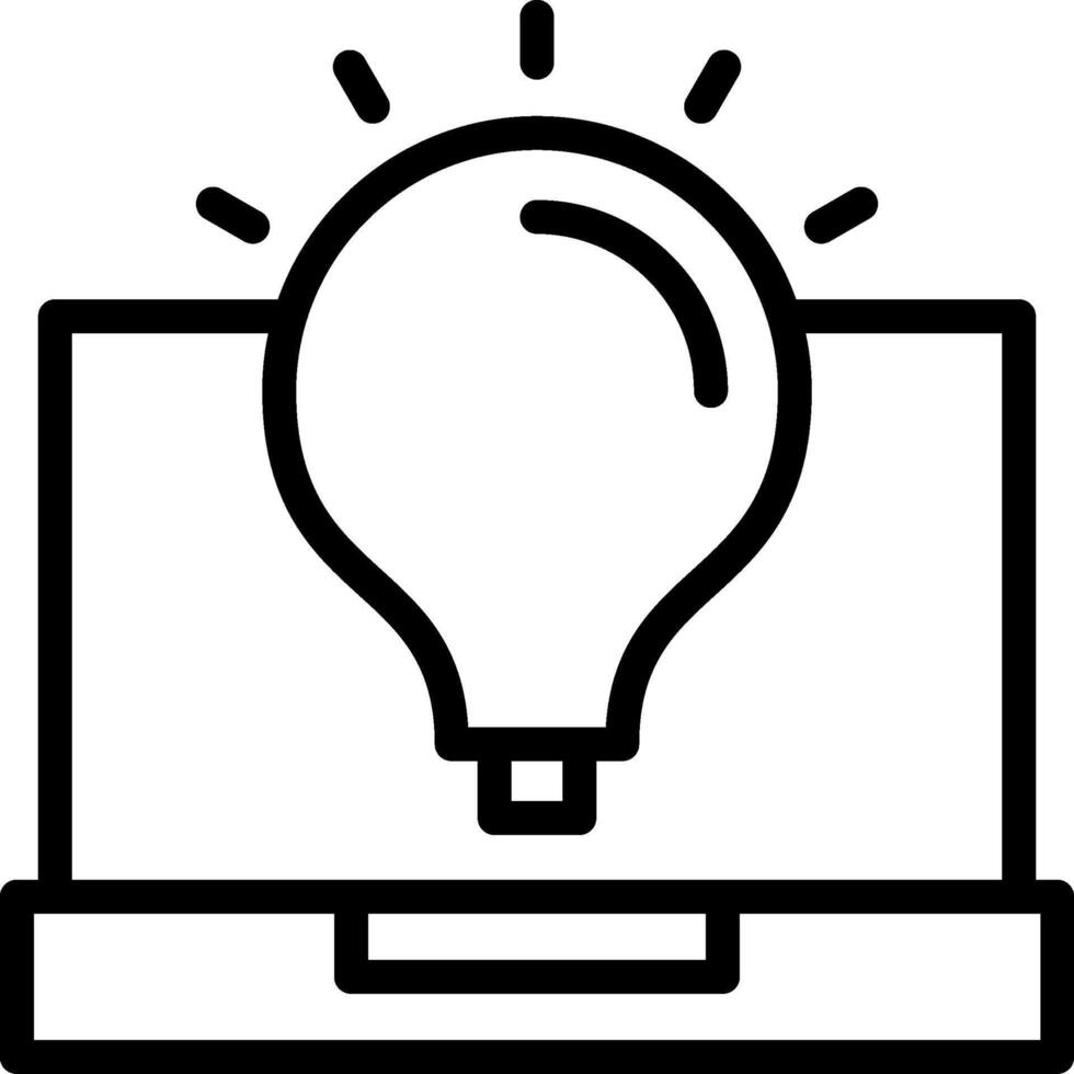 Laptop Brainstorm Outline Icon vector
